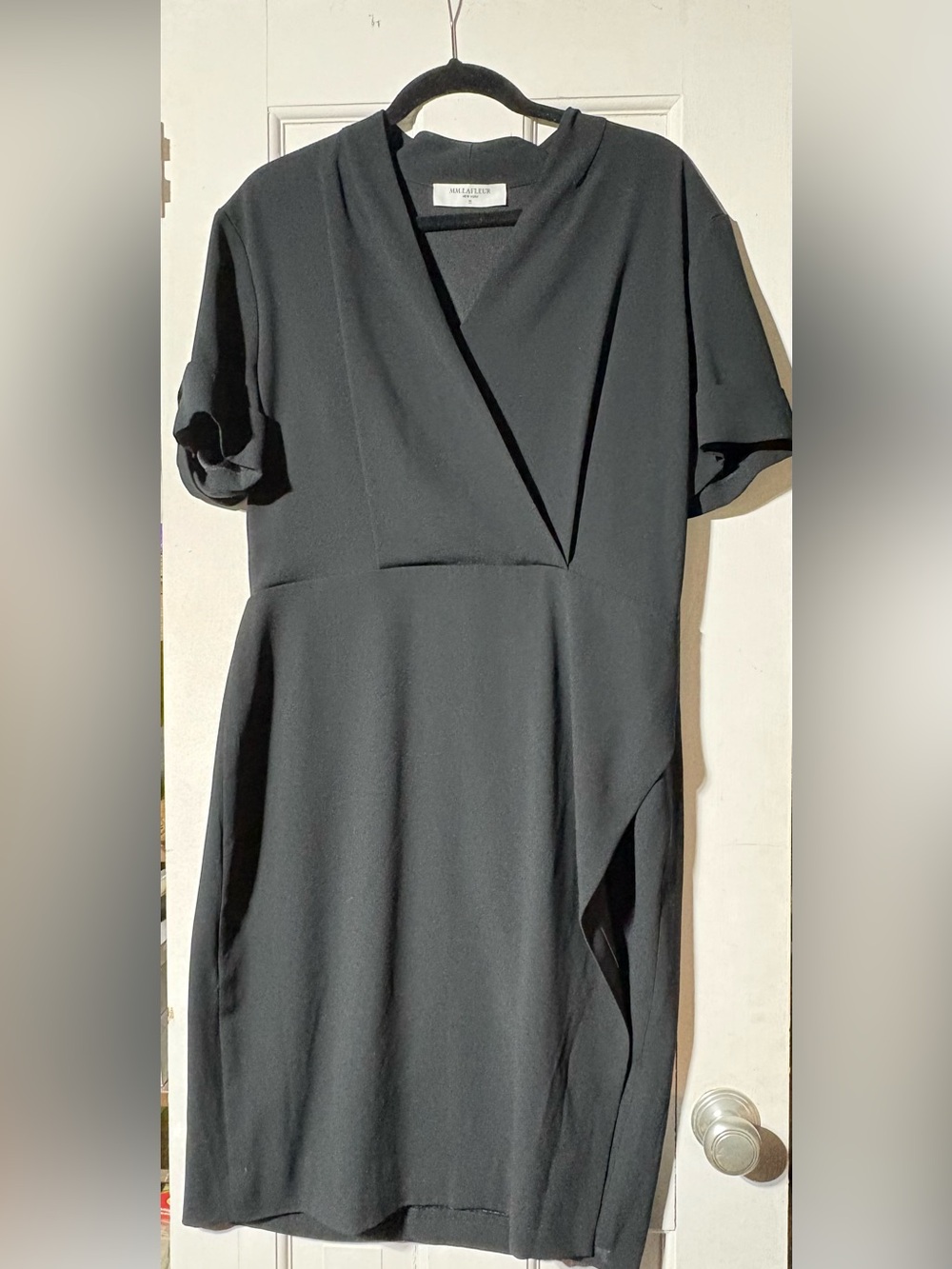 MM. Lafleur Black Short-Sleeve V-Neck Midi Dress